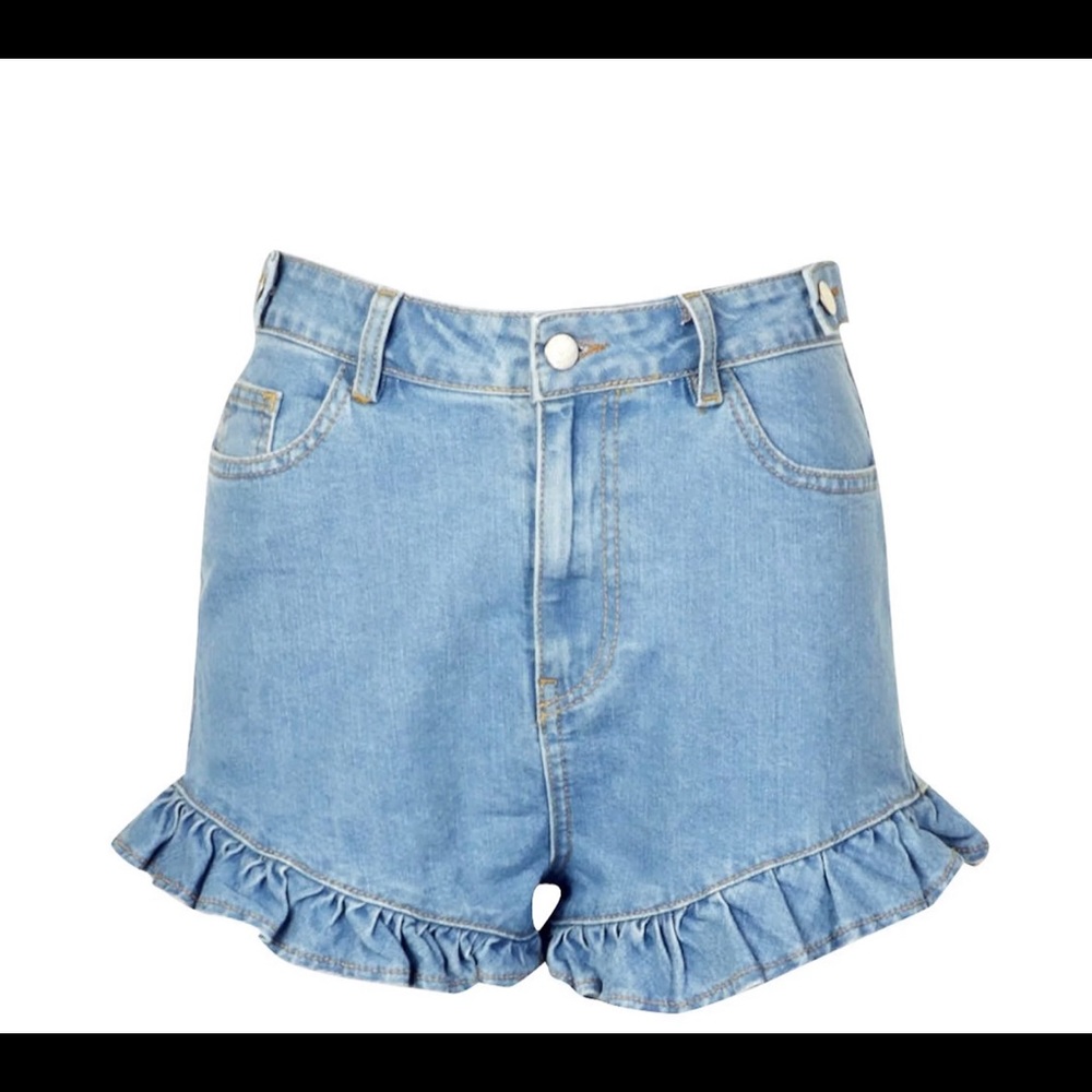 Denim Frill Hem Shorts